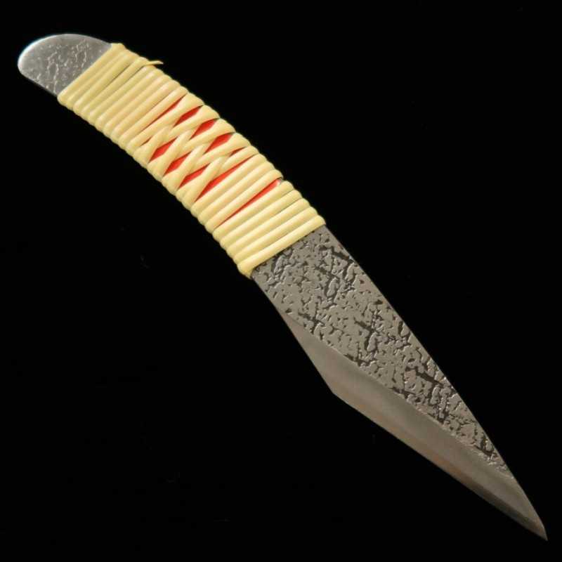 Couteau kiridashi, acier Blue Paper Super, forme pistolet, manche en rotin (24/30 mm)