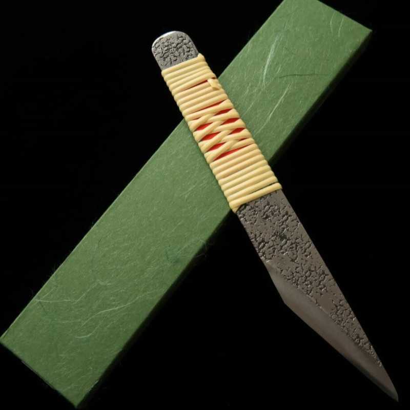 Couteau kiridashi, acier bleu super, manche en rotin (24/30mm)