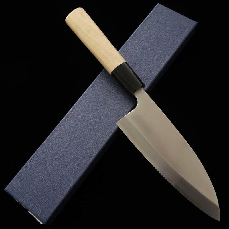 三浦 MIURA 出刃 モリブデン鋼 霞仕上げ 朴柄 (150-180mm)