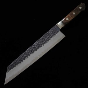 三浦 MIURA 青紙スーパー 黒鎚目 切付 鍔付焦茶ハンドル (210mm)