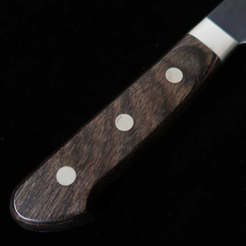 三浦 MIURA 青紙スーパー 黒鎚目 切付 鍔付焦茶ハンドル (210mm)