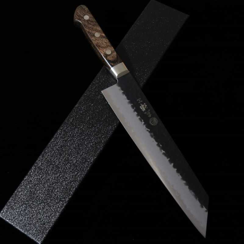 MIURA Kiritsuke Aogami Super steel Black Hammered Dark Brown Handle (210mm)