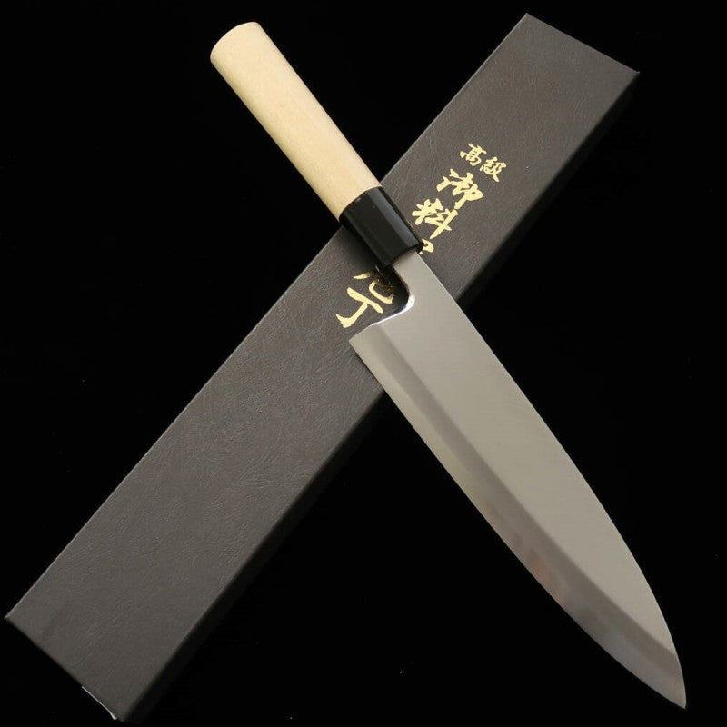 三浦 MIURA 相出刃 白紙二号 霞仕上げ 朴栗型柄 (210/225mm)