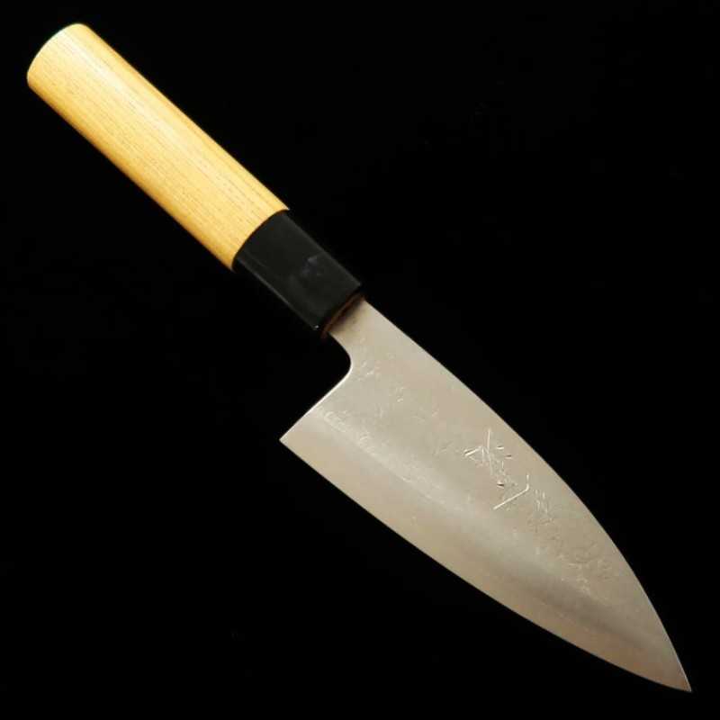 Ajikiri MIURA Ginsan Hoja doble filo para jurel, mango de olmo (105/120mm)