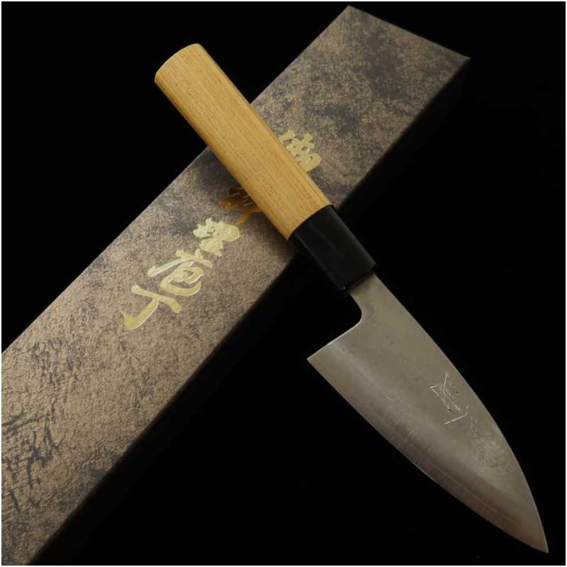 Ajikiri MIURA Ginsan Hoja doble filo para jurel, mango de olmo (105/120mm)