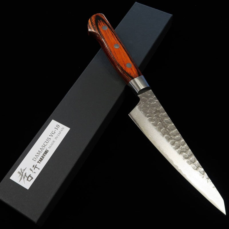 SAKAI TAKAYUKI Honesuki VG10 Damasco de 33 capas martillado mango de caoba (150 mm)