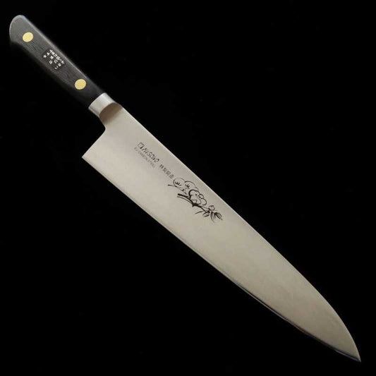 ミソノMISONO EUカーボン 彫刻入 牛刀 黒合板柄 (210mm)