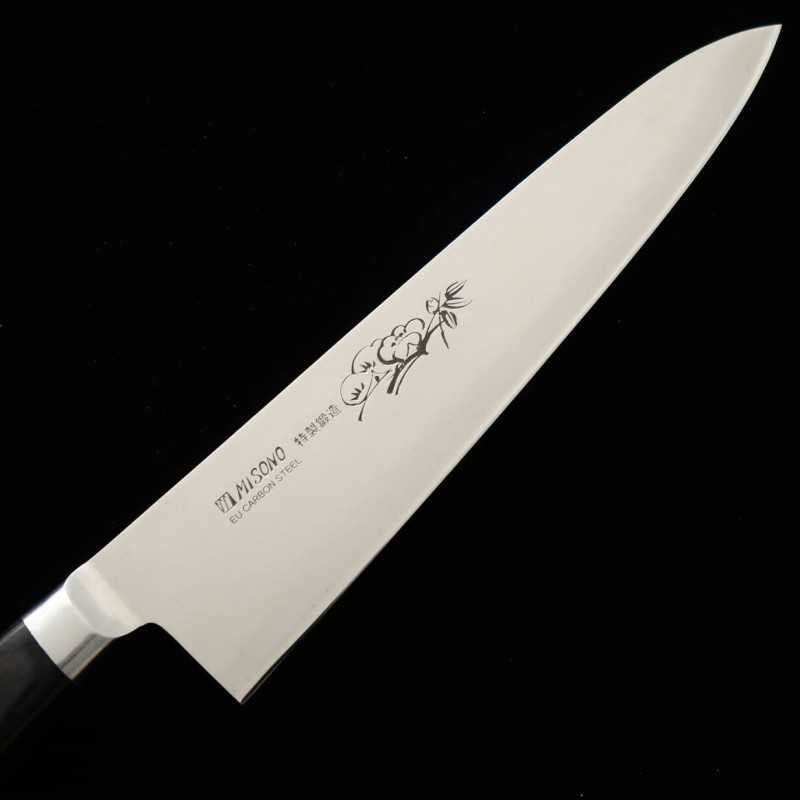 ミソノMISONO EUカーボン 彫刻入 牛刀 黒合板柄 (210mm)