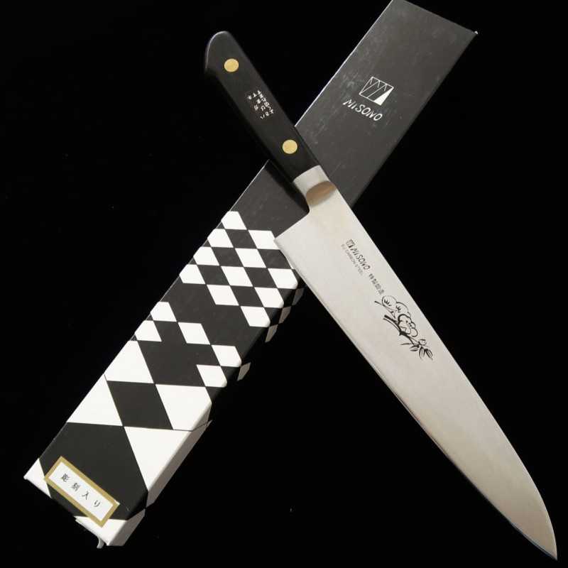 ミソノMISONO EUカーボン 彫刻入 牛刀 黒合板柄 (210mm)