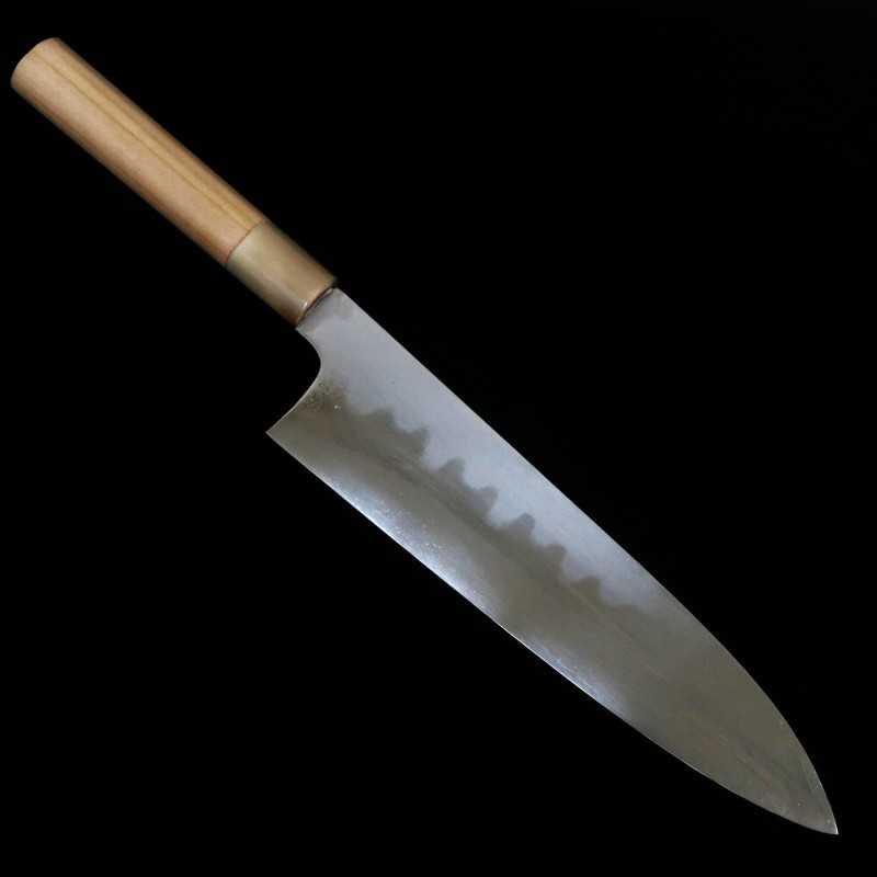 Mizuno Tanrenjo MIZUNO TANRENJO Hon-yaki Gyuto Acier Aogami n°2 Finition miroir Manche octogonal en magnolia (240 mm)