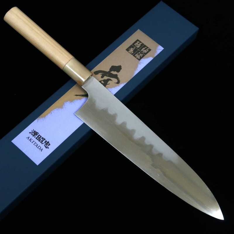 Mizuno Tanrenjo MIZUNO TANRENJO Hon-yaki Gyuto Acier Aogami n°2 Finition miroir Manche octogonal en magnolia (240 mm)