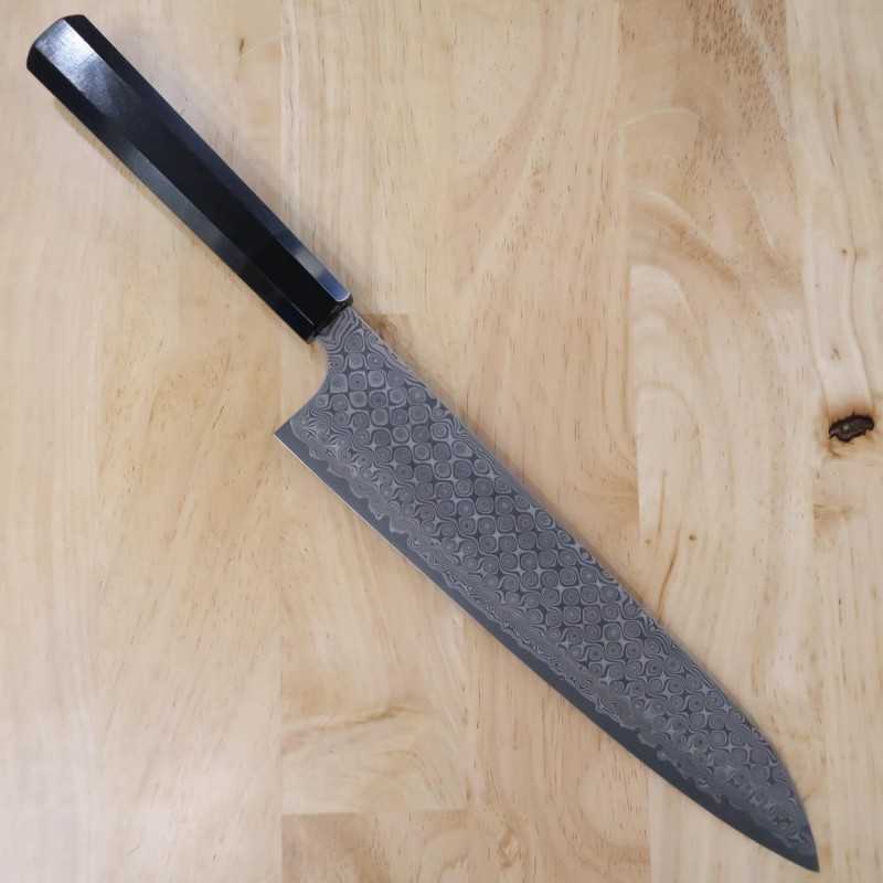 Forge Nigara Hamono NIGARA Motif sombre Gyuto SG2, manche octogonal en ébène (210-270 mm)
