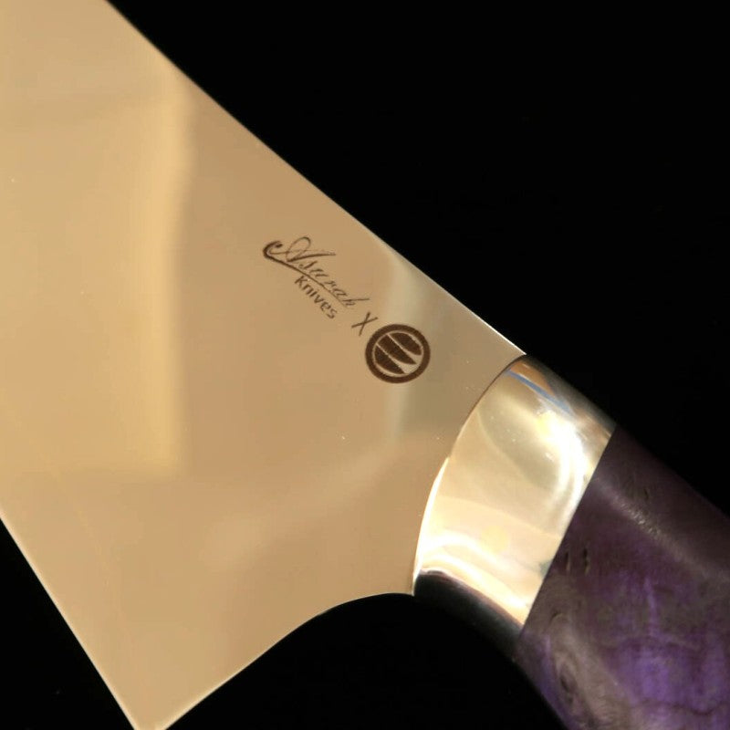 Gyuto Asurah x Miura VG10 Acabamento Espelhado Cabo Personalizado Azul  (210mm)