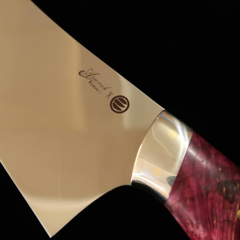 Gyuto Asurah x Miura VG10 Acabamento Espelhado Cabo Personalizado Vermelho (210mm) 