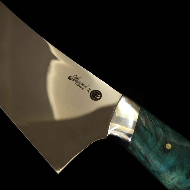 Gyuto Asurah x Miura VG10 Acabamento Espelhado Cabo Personalizado  Verde (240mm) 
