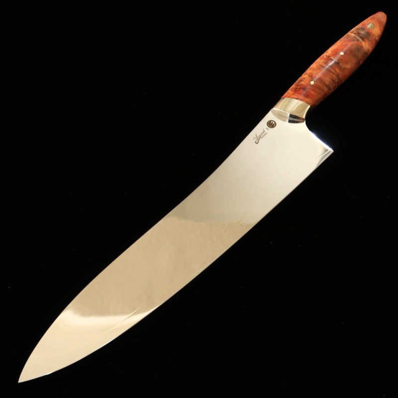Asurah Knives × MIURA VG10 finition miroir, manche custom orange, Gyuto (240 mm)