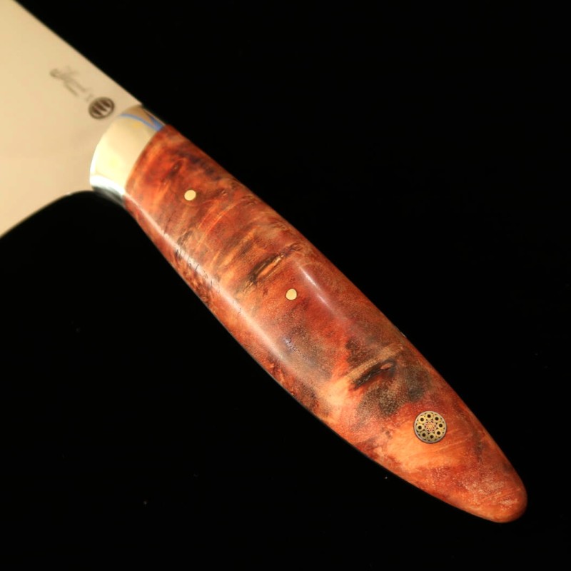 Gyuto Asurah x Miura VG10 Acabamento Espelhado Cabo Personalizado Laranja (240mm)