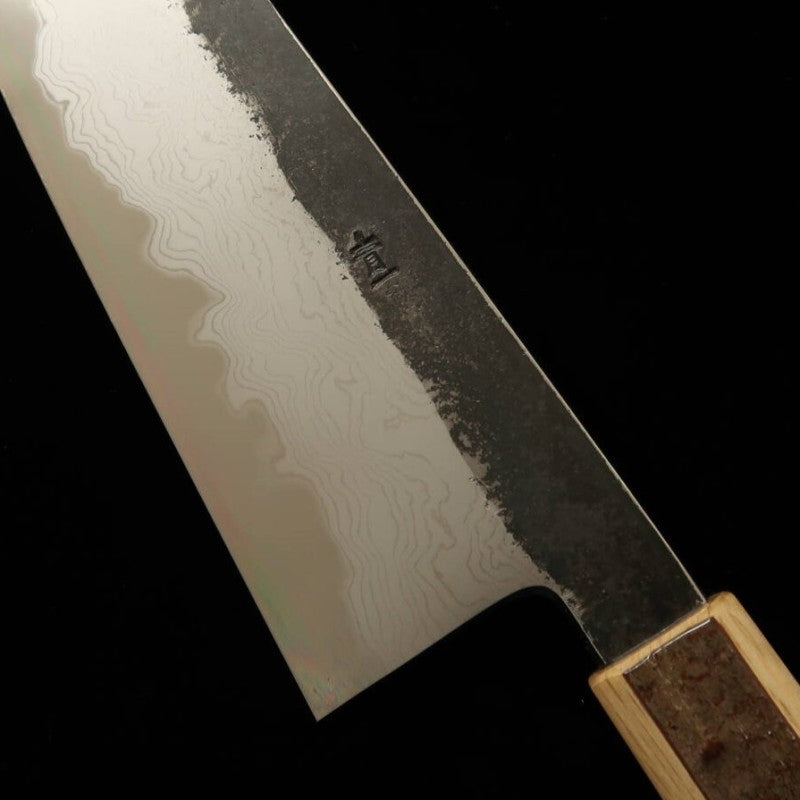 Hado Gyuto Aogami #1 Kurouchi Damasco cabo de casca de cerejeira com padrão marmorizado (210/240mm)