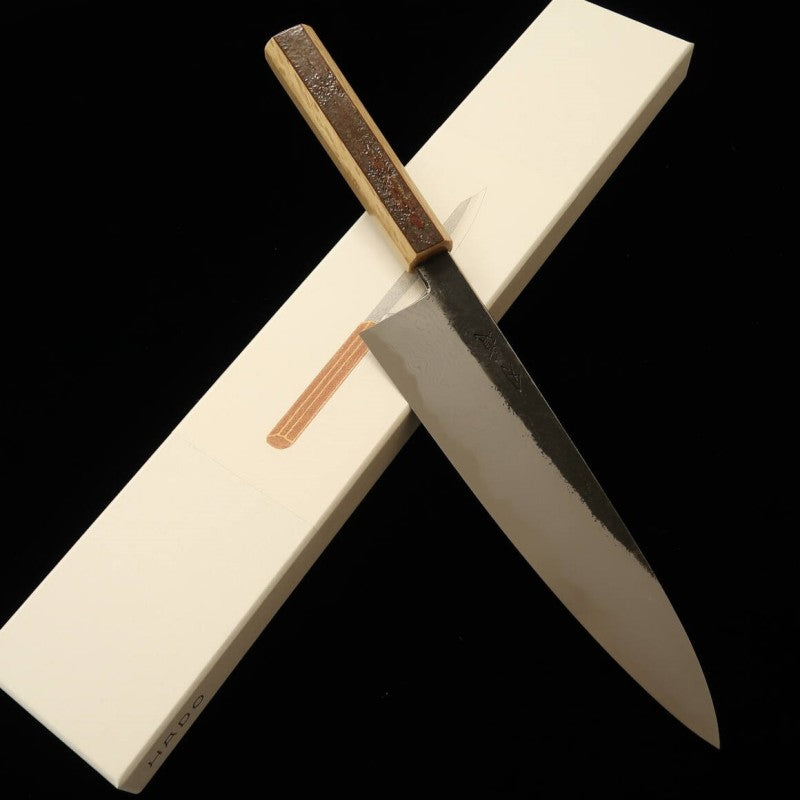 Hado Gyuto Aogami #1 Kurouchi Damasco cabo de casca de cerejeira com padrão marmorizado (210/240mm)