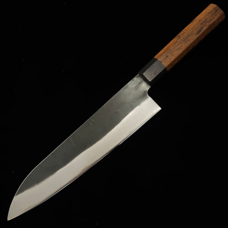 Hidari Yorimitsu - Gyuto de Aço Aogami #1, acabamento kuro-uchi, cabo de madeira de ferro (210mm)