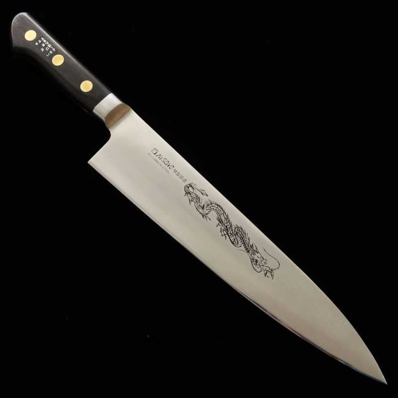 MISONO EU Carbon Gyuto avec gravure de dragon (210-300mm)