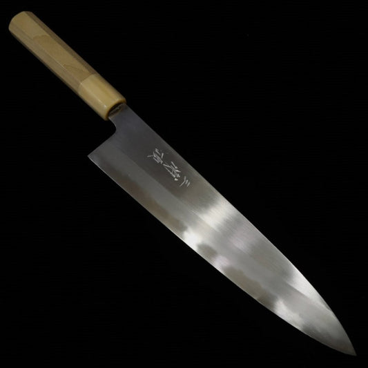 三浦 MIURA 頂 田中 義一 白紙二号 牛刀 シノギ仕上げ 白水牛八角柄 (210/240mm)