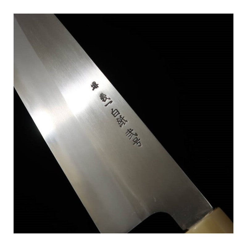 MIURA Itadaki Tanaka Giichi Aogami n°2 Gyuto, finition shinogi, manche octogonal en buffle blanc (210/240mm)