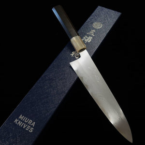 Gyuto MIURA Obidama Aogami No. 1 Damascus Ebony Octagonal Handle (210/240mm) 