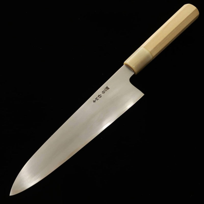 Gyuto MIURA Obidama White Steel, Fully Blurred Finish, Magnolia Octagonal Handle (210mm) 