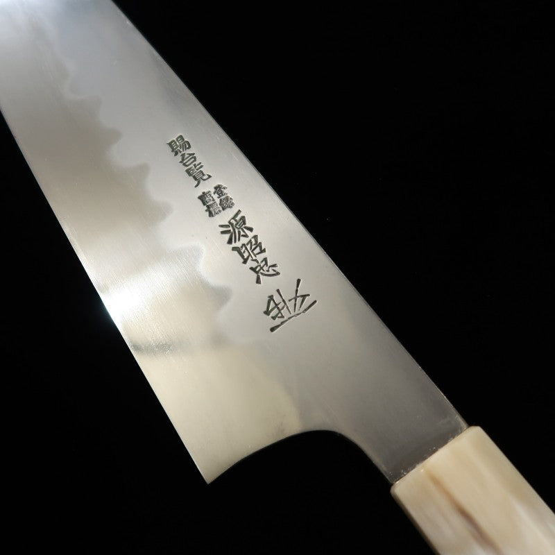 Gyuto MIZUNO Aogami no.1 forjado a mano DX, acabado espejo con grabado de dragón,  mango octogonal de madera de bubinga (240 mm)