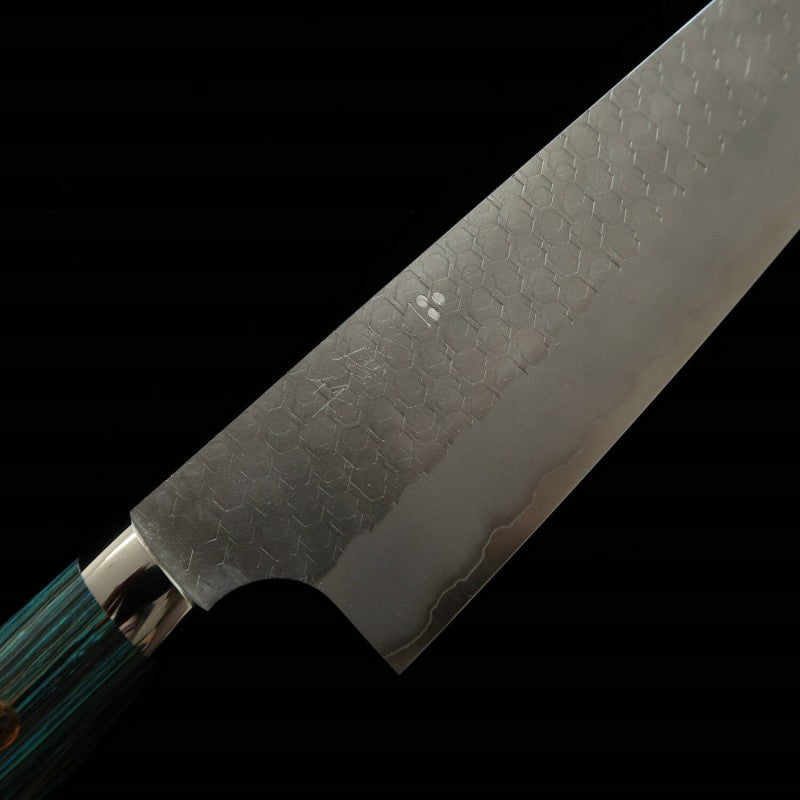 二唐刃物鍛造所 NIGARA SG2 磨き鎚目 牛刀 ターコイズハンドル (240mm)