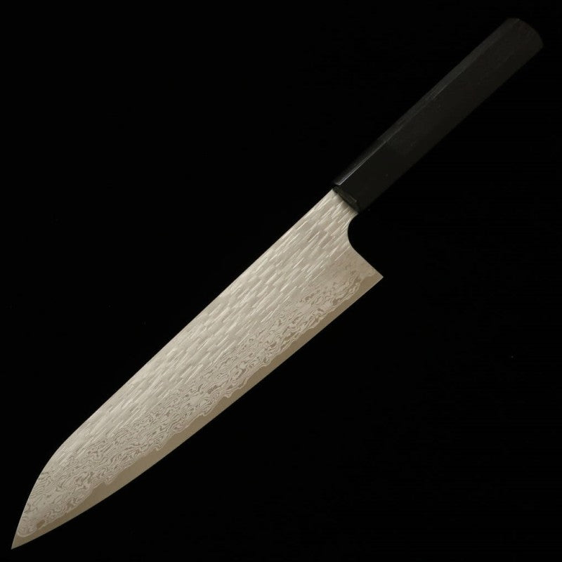 二唐刃物鍛造所 NIGARA VG XEOS 槌目ダマスカス 牛刀 黒檀柄 (210/240mm)