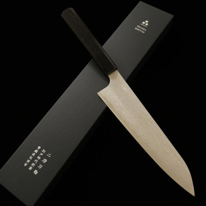 NIGARA, VG XEOS,Gyuto, Damas martelé, Manche en ébène (210/240 mm)