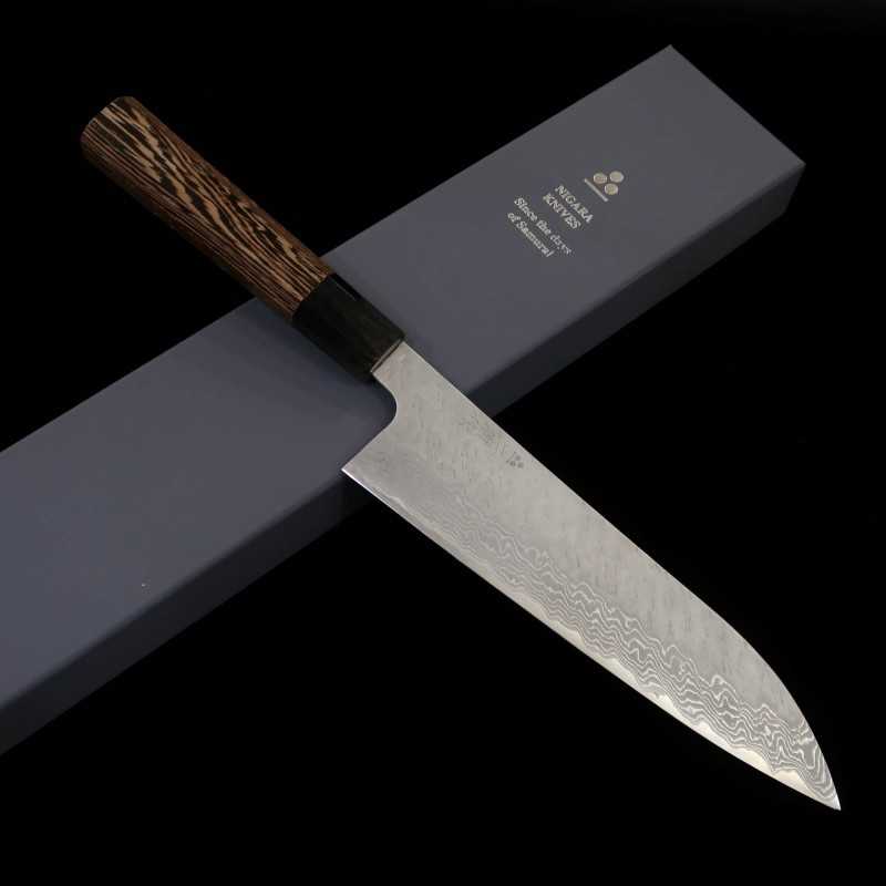 Forja de cuchillos NITOU Nigara VG10 Damasco martillado Gyuto mango de wengué (210/240 mm)