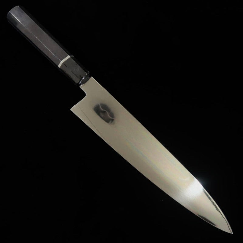 Wagyuto SUISIN obra de Ikeda Yoshikazu, Shirogami no.3, mango de ébano con anillo de plata y funda de magnolia (240 mm)