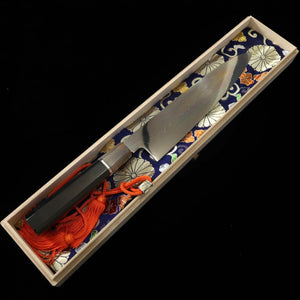 Suisin SUISIN Mizuhonyaki Miwa Ikeda Acier Blanc n°1, manche ébène et argent, double miroir, polissage du talon, fourreau laqué, pochette nishiki, boîte en paulownia, Wagyu-to (240 mm)