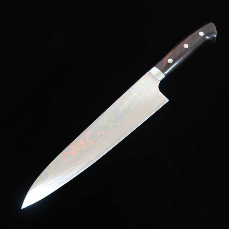 Takeshi Saji Aogami No. 2 Gyuto Colored Damascus Ironwood Handle (180-240mm)