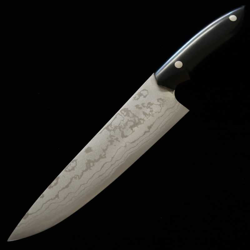 Kazuo Nomura KAZUO NOMURA Shirogami nº2 patrón suminagashi Gyuto mango de micarta negra (180/210 mm)