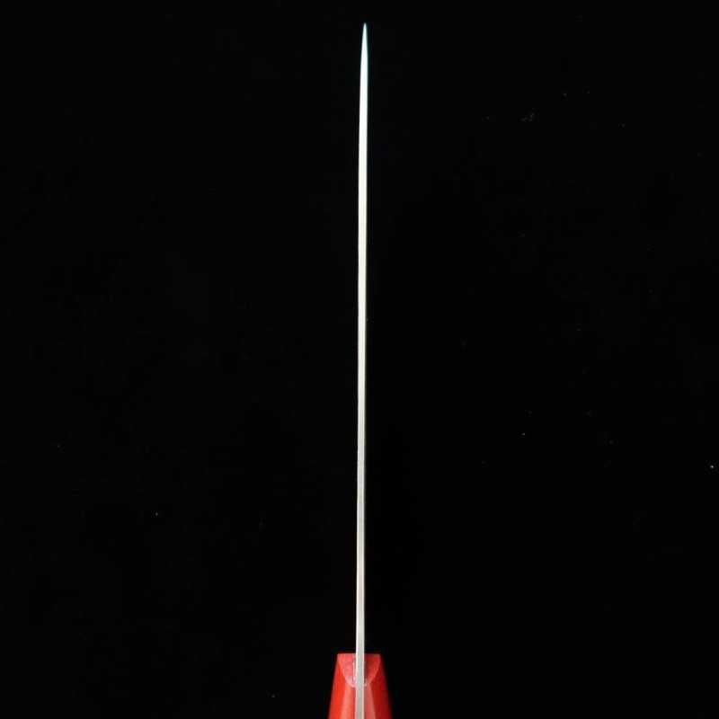 Gyuto Kazuo Nomura Shirogami No. 2 Sumi-Nagashi with Red Micarta Handle (180/210mm)