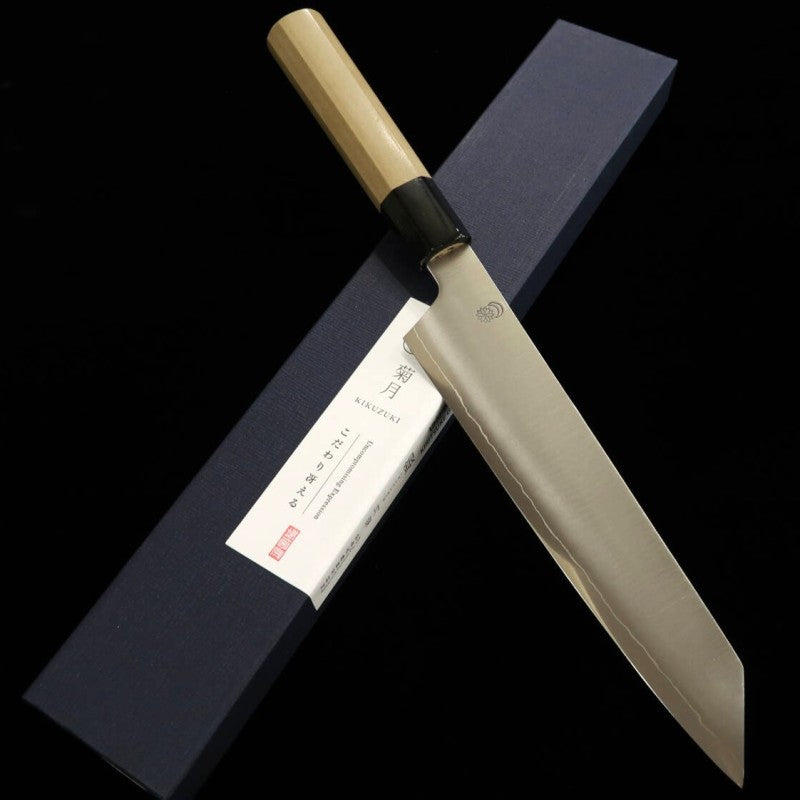 Sakai Kikumori SAKAI KIKUMORI Kikugetsu Gin Kiritsuke Gyuto Acier argenté n°3 Manche octogonal en magnolia (210mm)