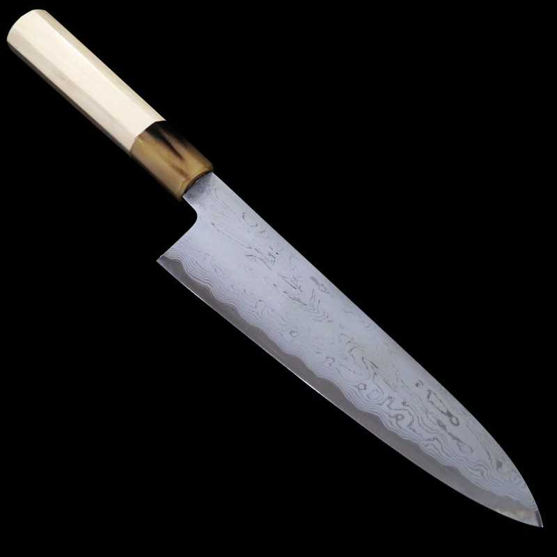 MIURA Obidama Damas, acier bleu n°1, couteau de chef, manche octogonal en magnolia (210/240 mm)