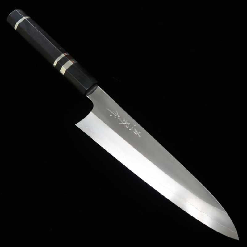 Tadokoro Hamono TADOKORO HAMONO Makotosaku pulido espejo Gin-san nº3 Gyuto, mango octogonal de ébano con anillo de plata (210 mm)