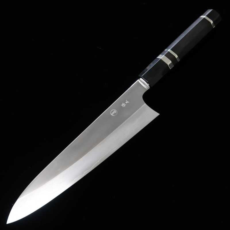 Tadokoro Hamono TADOKORO HAMONO Makoto Saku Finition miroir Gin-san n°3 Gyuto Manche octogonal en ébène et argent (210 mm)