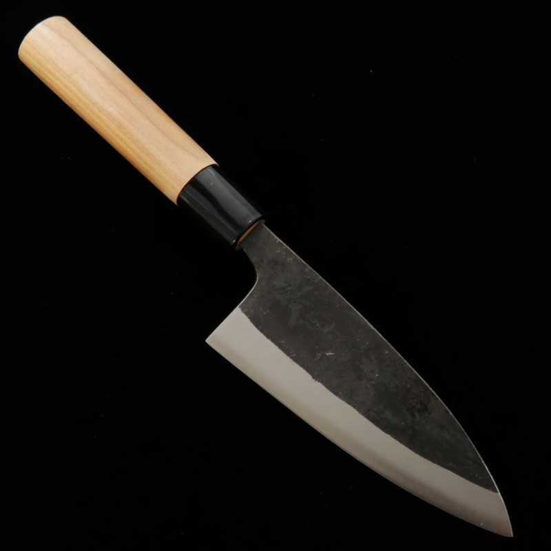 IKENAMI HAMONO, Deba à double tranchant, Shirogami No.1 inox, manche cerisier (130-180 mm)
