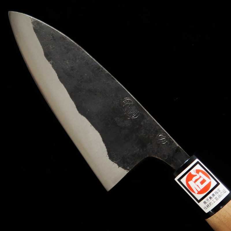 IKENAMI HAMONO, Deba à double tranchant, Shirogami No.1 inox, manche cerisier (130-180 mm)