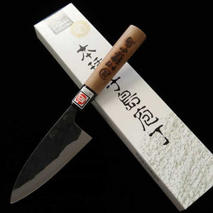 IKENAMI HAMONO, Deba à double tranchant, Shirogami No.1 inox, manche cerisier (130-180 mm)