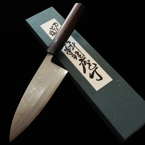 MIURA Deba Left-Handed Shirogami No. 2 Damascus Rosewood Handle (150mm) 