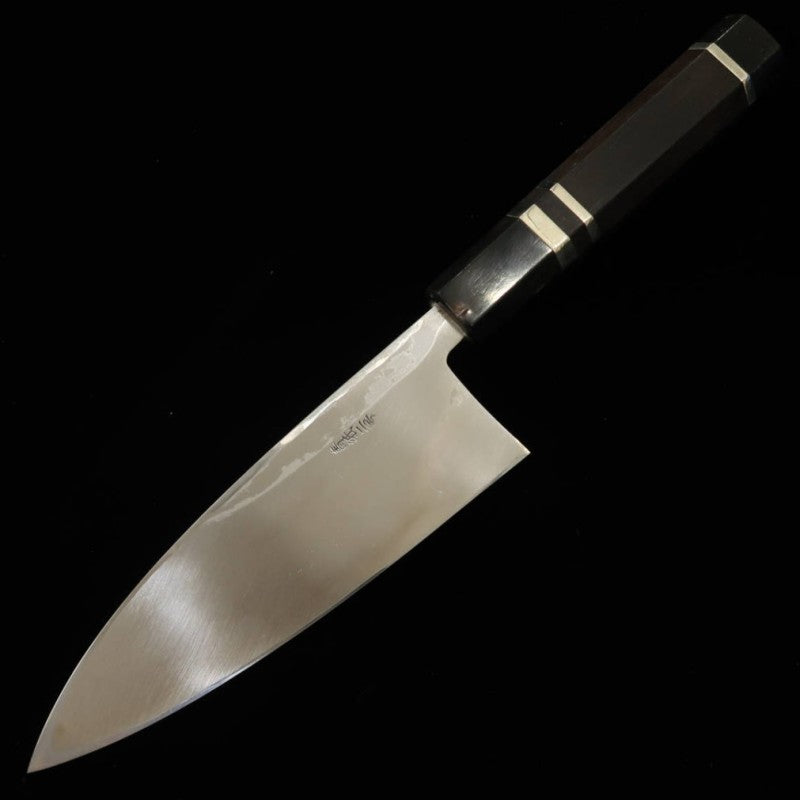 [Outlet - Crack on handle] Miura Deba Houhatsuke, Blue steel No. 2 Damascus ebony silver-wrapped handle (150mm)