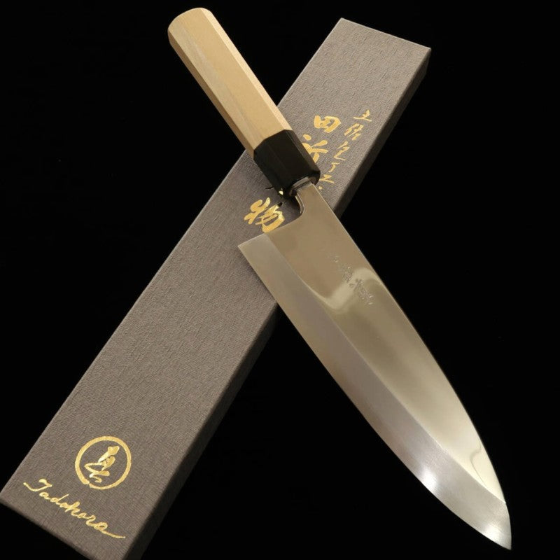 TADOKORO Makoto, Deba, acier Gin-san n°3, Finition miroir, manche octogonal en bois de magnolia (210 mm)