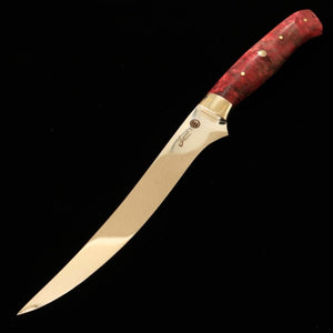 Asurah Knives × 三浦 MIURA SUS420J2  鏡面仕上げ カスタムハンドル レッド フィレナイフ ( 150mm)